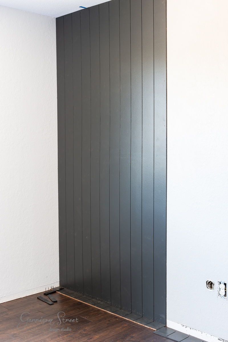 DIY Black Vertical Shiplap Accent Wall Tutorial - Garrison Street ...